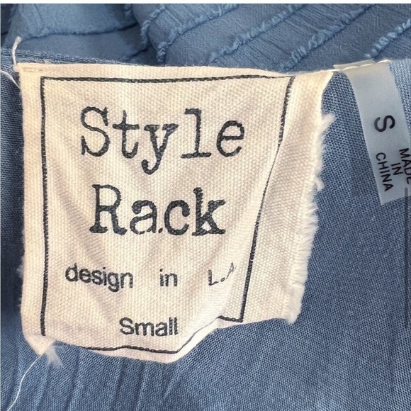 Style Rack Summer Sky Dusty Blue Long Sleeve Ruched Mini Dress Size Small - Picture 7 of 8